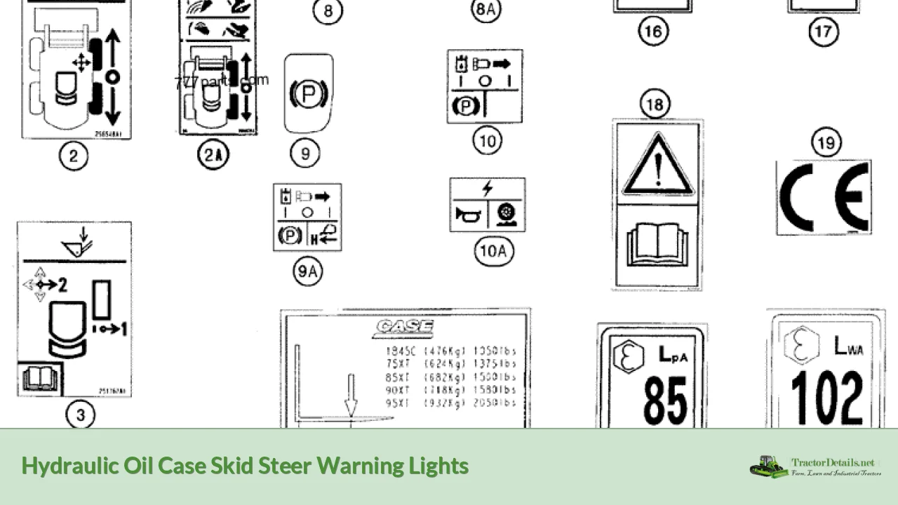 hydraulic oil case skid steer warning lights